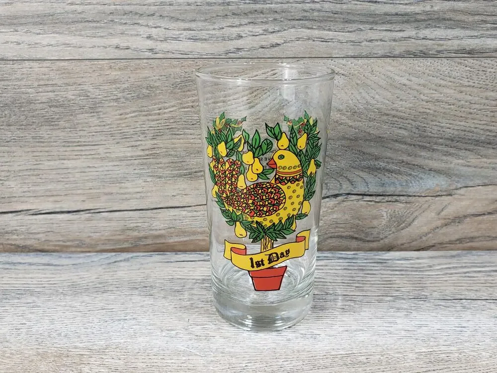 Indiana Glass Vintage 12 Days of Christmas Beverage Glass Day 1